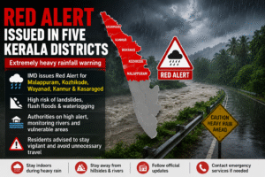 Red Alert Issued in Five Kerala Districts